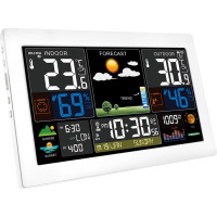 Solight meteostanice, extra velký barevný LCD, teplota, vlhkost, tlak, RCC, USB nabíjení, bílá