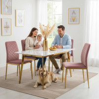 Jídelní židle MAVERIK Velvet - růžová/zlatá