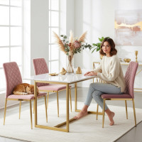 Jídelní židle MAVERIK Velvet - růžová/zlatá