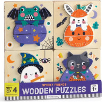 Mudpuppy Dřevěné halloweenské puzzle sada 4 puzzle