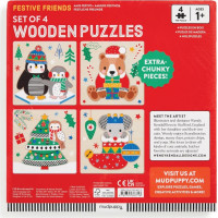 Mudpuppy Dřevěné vánoční puzzle sada 4 puzzle