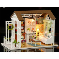 Miniatura domečku DIY Obývací pokoj pro panenky s LED osvětlení