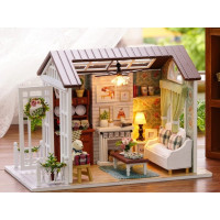 Miniatura domečku DIY Obývací pokoj pro panenky s LED osvětlení