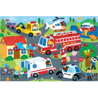 Mudpuppy Velké podlahové puzzle Záchranná vozidla 48 dílků