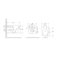 Aqualine DENICA závěsná WC mísa, Vortex Rimless, 36x52cm, bílá PS8512