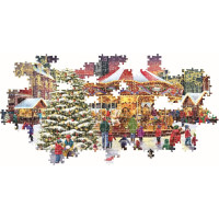 CLEMENTONI Panoramatické puzzle Vánoční kolekce: Vánoční vesnička 1000 dílků
