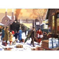 RAVENSBURGER Puzzle Lokomotiva v bílém ruchu 1000 dílků