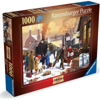 RAVENSBURGER Puzzle Lokomotiva v bílém ruchu 1000 dílků