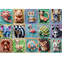 TREFL Puzzle Premium Plus Háčkovaná zvířátka 1000 dílků