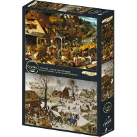 GRAFIKA Puzzle Vlámská přísloví a Sčítání lidu v Betlémě 2x500 dílků GRAFIKA Puzzle Vlámská přísloví a Sčítání lidu v Betlémě 2x500 dílků