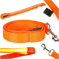 LED svítící vodítko pro psy 2,5x120 cm - oranžové