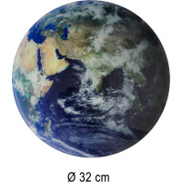 Nástěnné hodiny Planeta Země s LED displejem 32 cm - modré