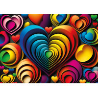 YAZZ Puzzle Barevná srdce 1000 dílků