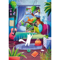 MAGNOLIA Puzzle Dívka a její kočky 1000 dílků