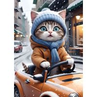YAZZ Puzzle Kočičí řidič 1000 dílků