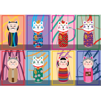 YAZZ Puzzle Maneki Kokeshi 1000 dílků