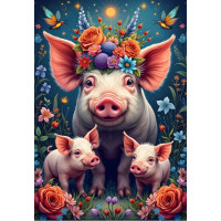 ALIPSON Puzzle Prasečí rodinka na procházce 1000 dílků