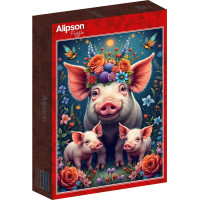 ALIPSON Puzzle Prasečí rodinka na procházce 1000 dílků