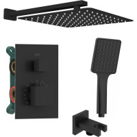 Sapho Podomítkový sprchový set s termostatickou baterií, box, 2 výstupy, černá mat 1102-32B-21