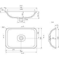 Sapho JAPURA umyvadlo zápustné, litý mramor, 55x36cm, černá mat 50135B