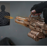 RoboTime 3D Dřevěné mechanické puzzle ROKR Rotační kulomet LQA01