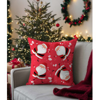 Vánoční povlak na polštář HOLLY JOLLY Santa Claus 45x45 cm - červený