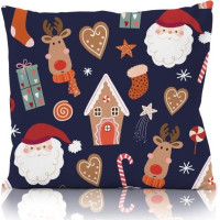 Vánoční povlak na polštář HOLLY JOLLY Vánoční dekorace 45x45 cm - tmavě modrý