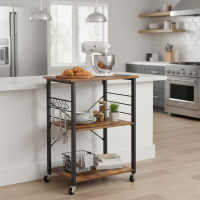 Regál na kolečkách SAMBOR rustic - stařený dub/černý