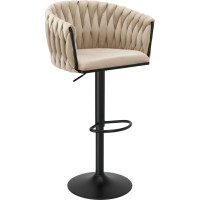 Barová židle COFTON Velvet - béžová/černá