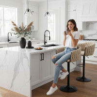 Barová židle COFTON Velvet - béžová/černá