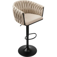 Barová židle COFTON Velvet - béžová/černá
