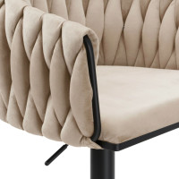 Barová židle COFTON Velvet - béžová/černá