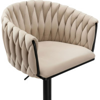 Barová židle COFTON Velvet - béžová/černá