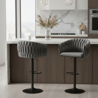 Barová židle COFTON Velvet - grafitová/černá