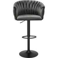 Barová židle COFTON Velvet - grafitová/černá