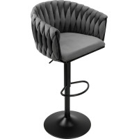 Barová židle COFTON Velvet - grafitová/černá