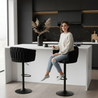 Barová židle COFTON Velvet - černá