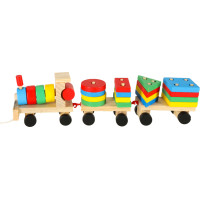 Dřevěná vkládačka - třídění tvarů - Lokomotiva s vagóny - 30 cm