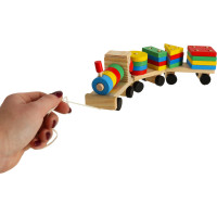 Dřevěná vkládačka - třídění tvarů - Lokomotiva s vagóny - 30 cm
