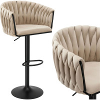 Barová židle COFTON Velvet - béžová/černá Barová židle COFTON Velvet - béžová/černá