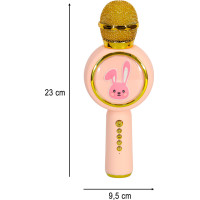 Bezdrátový mikrofon pro karaoke Králíček - růžový