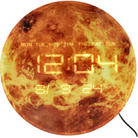 Nástěnné hodiny Planeta Mars s LED displejem 32 cm - oranžové