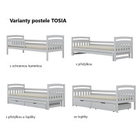 Dětská postel z masivu borovice TOSIA - 180x80 cm - bílá