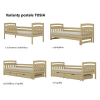 Dětská postel z masivu borovice TOSIA - 160x80 cm - bez povrchových úprav