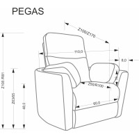 Rozkládací polohovací křeslo PEGAS - popelavě šedé