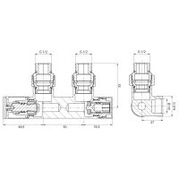 Aqualine R-START připojovací sada ventilů pro středové připojení, chrom SR230C