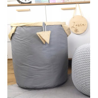 Dětský koš na hračky BOHO - šedý/béžový