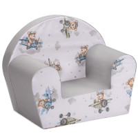 Dětské křesílko MINI - Medvídek v letadle - bílé/šedé