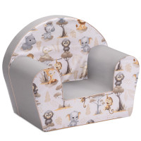 Dětské křesílko MINI - Africká zvířátka - bílé/šedé