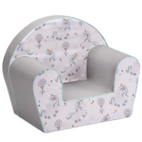 Dětské křesílko MINI - Jednorožci - bílé/šedé